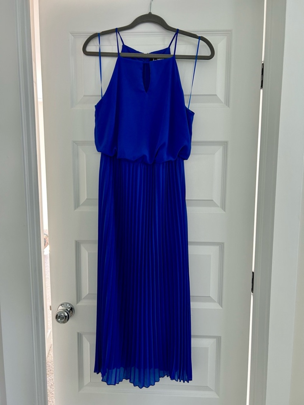 Sam Edelman Royal Blue Pleated Halter Maxi Dress